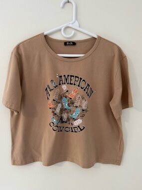 Miss Me Crop “Cowgirl” Top Sz M Western Rhinestones
